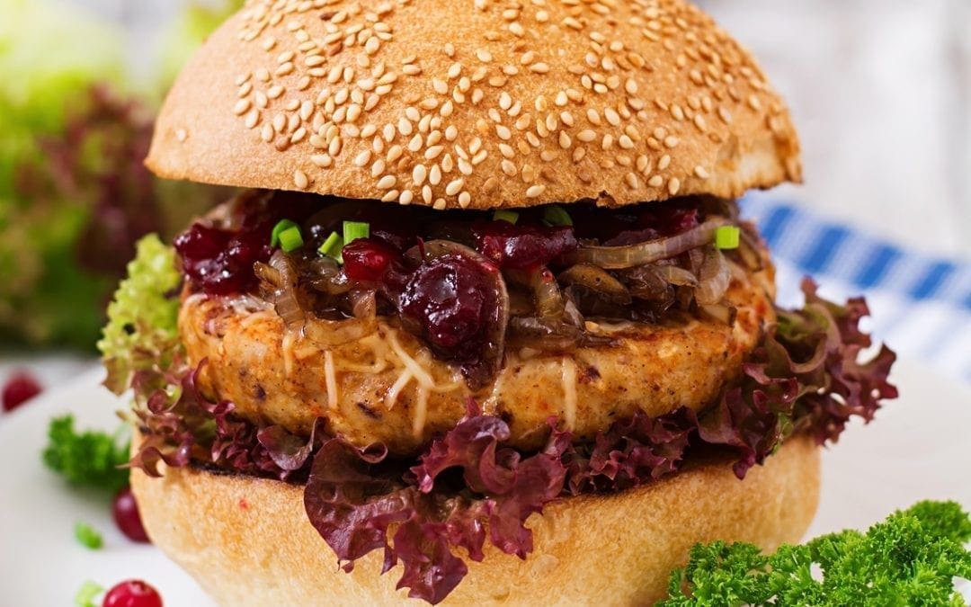 CHICKEN BURGER with CRANBERRY SAUCE