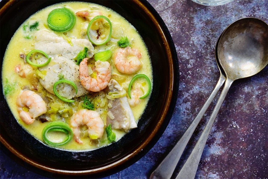 COD & PRAWNS with FENNEL & LEEKS Paul Wallace Fitness