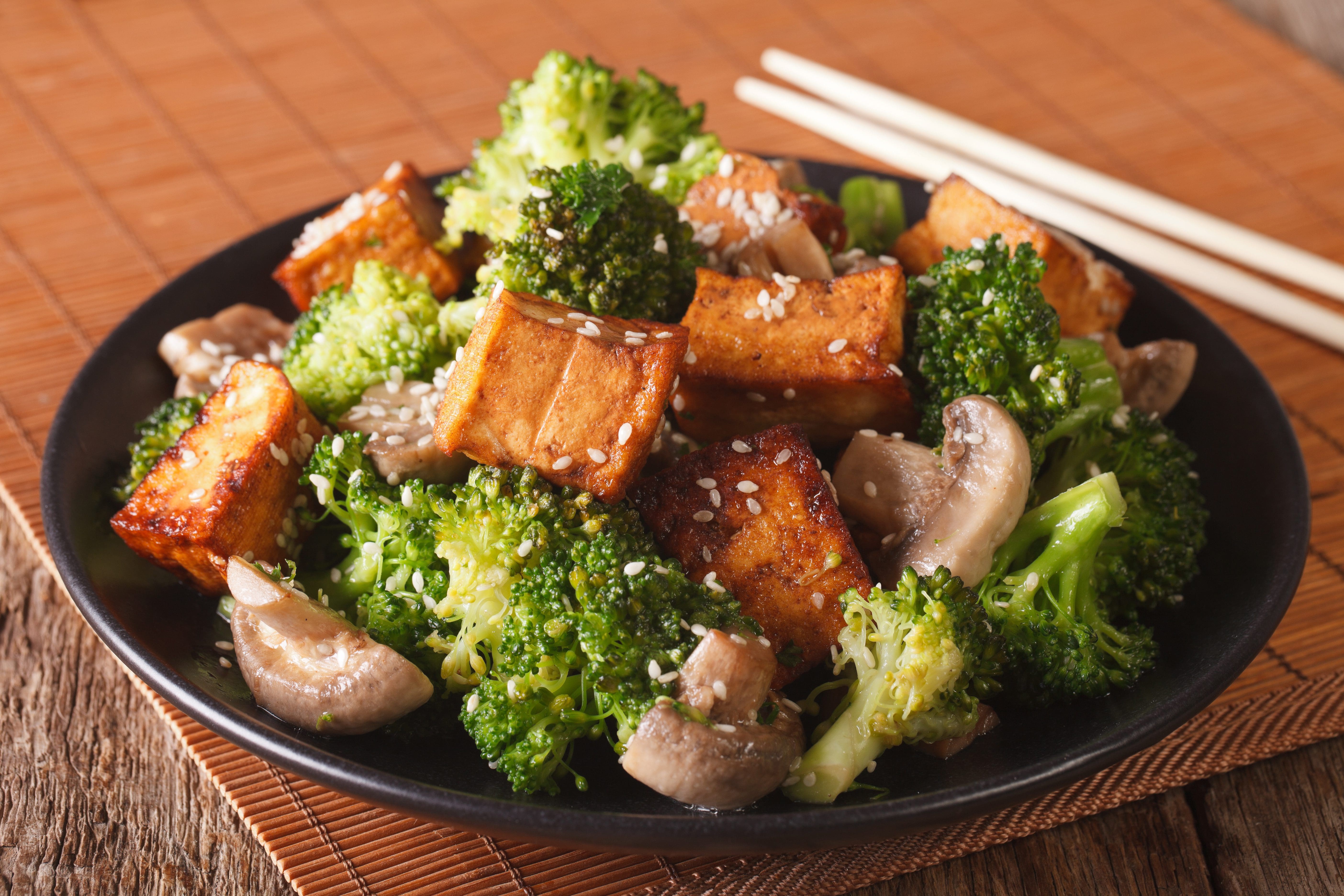 TERIYAKI TOFU with BROCCOLI & MUSHROOMS