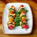 GREEK HALLOUMI & VEGETABLE SKEWERS (V)